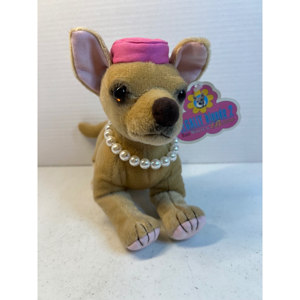 Applause Legally Blonde 2 Bruiser Chihuahua Plush Dog Pink Hat Pearls 2003